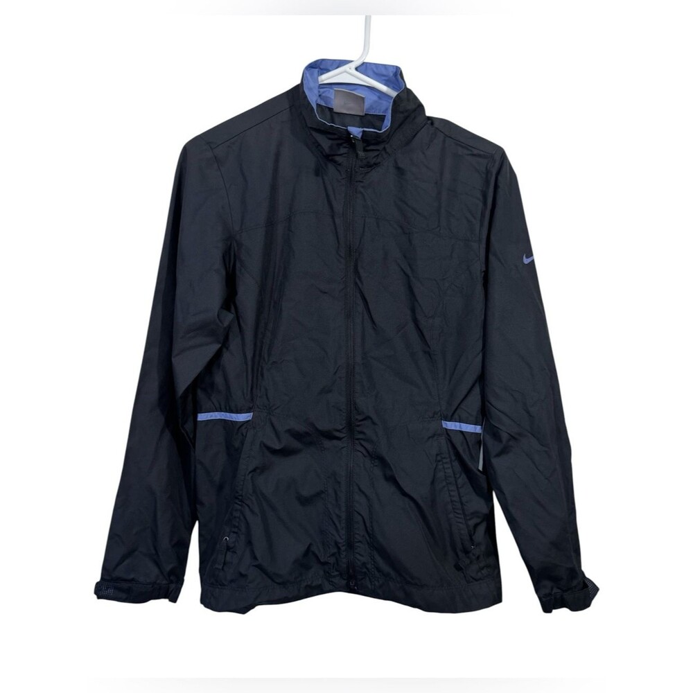 Nike Golf Retro Black Tapered Waist Windbreaker Full Zip Athletic Jacket